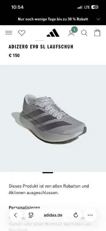 Кроссовки Adidas Adizero Evo SL 1