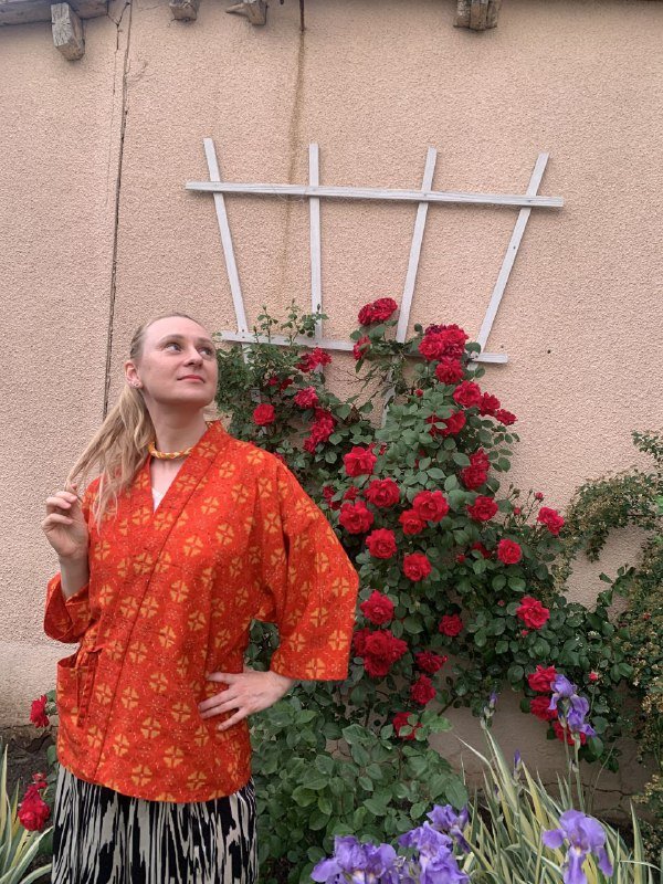 Японский жакет хаори из шерсти S-M