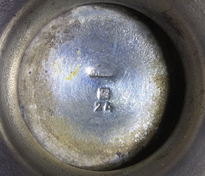 Посеребренный латунный старый чайник Германия 1 литр 10