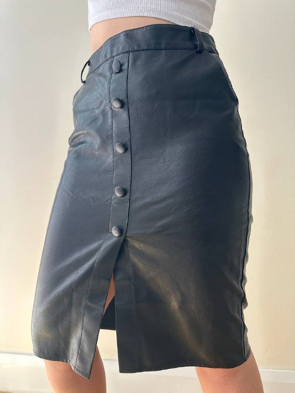 Юбка кожаная с поясом 6