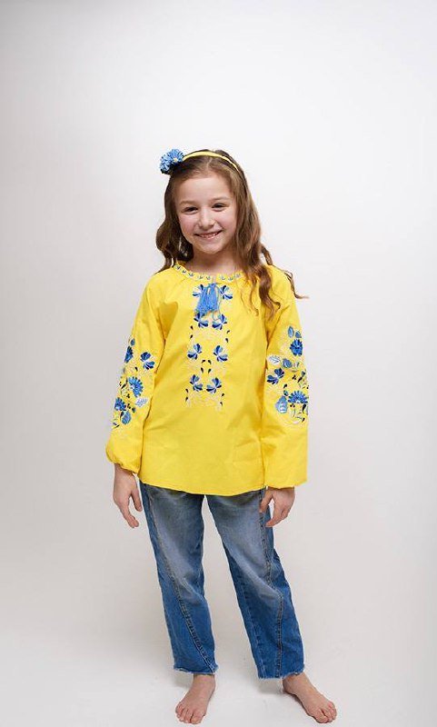 Вышиванка на девочку рост 128, хлопок с эластаном