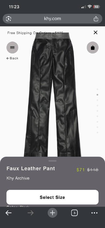 Чёрные кожаные брюки Khy, размер S