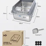 Steel cat litter box with sides and scoop 2