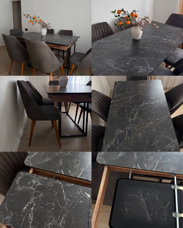 Обеденный раздвижной стол с 6 стульями