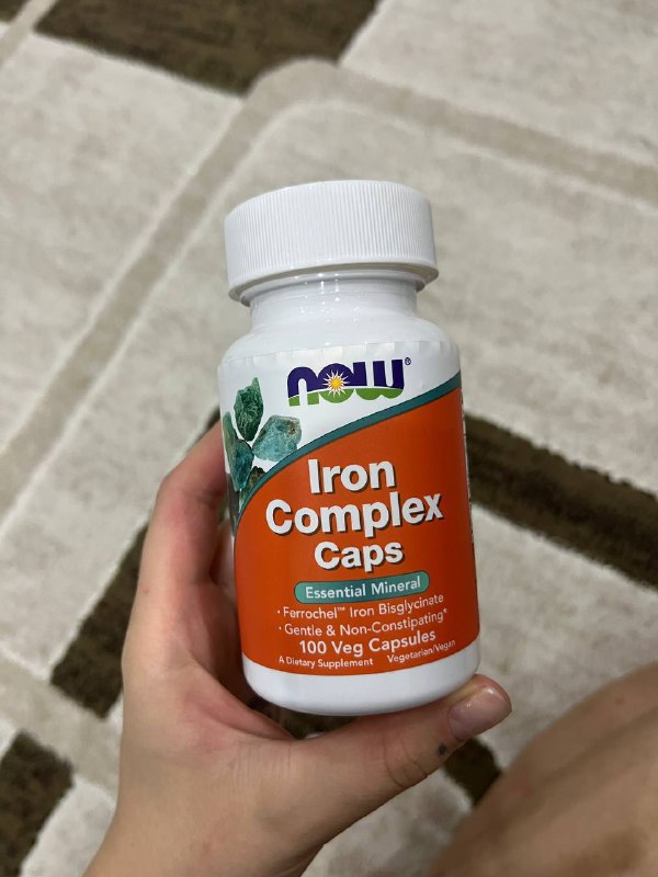 Капсулы NOW Iron Complex с витамином В12 и С, железо, 98 шт