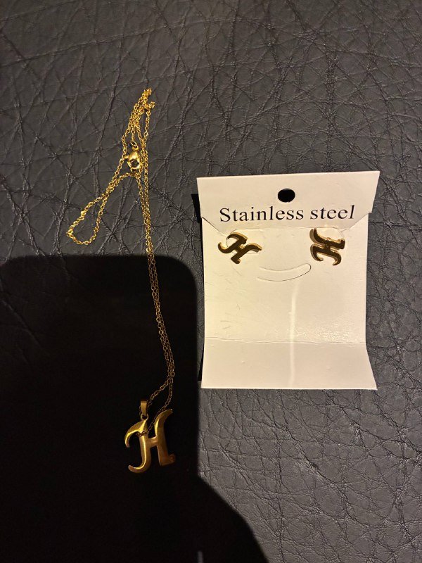 Серьги и цепочка буква Н