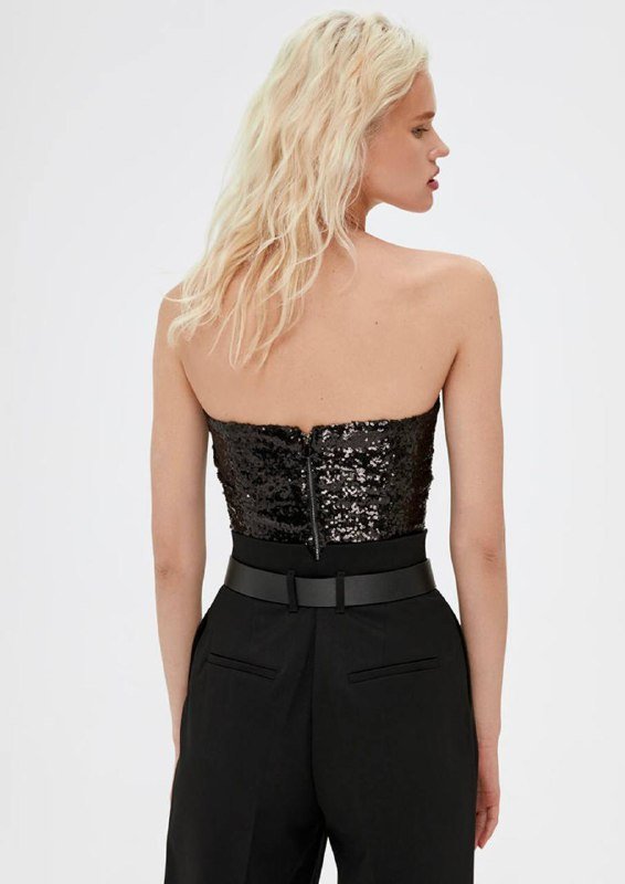 Черный корсетный топ с пайетками Lime, размер М 3