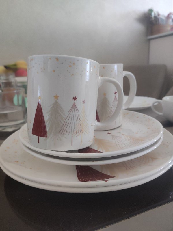 Новогодний набор посуды: тарелки, пиалы, кружки 3