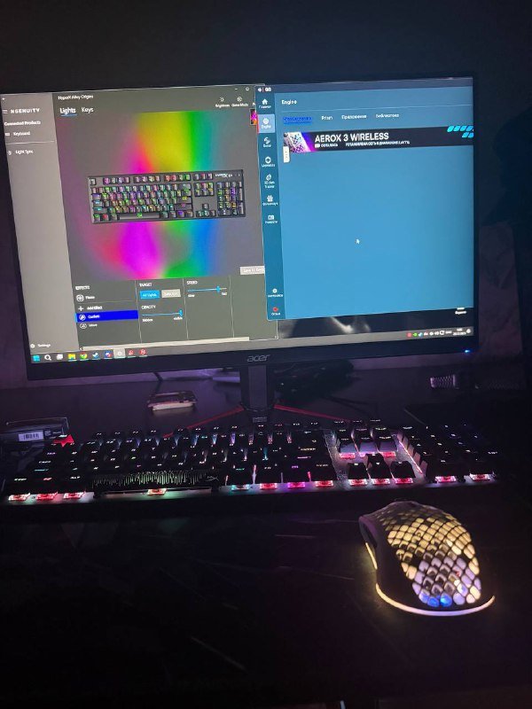 Игровая мышь Steelseries Aerox 3 Wireless, Клавиатура HyperX Alloy Origins, Коврик Razer, Наушники Razer Black Shark