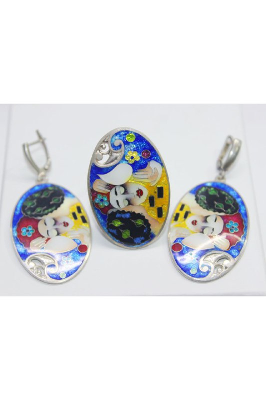 Эмаль на серебре Минанкари комплект украшений 7