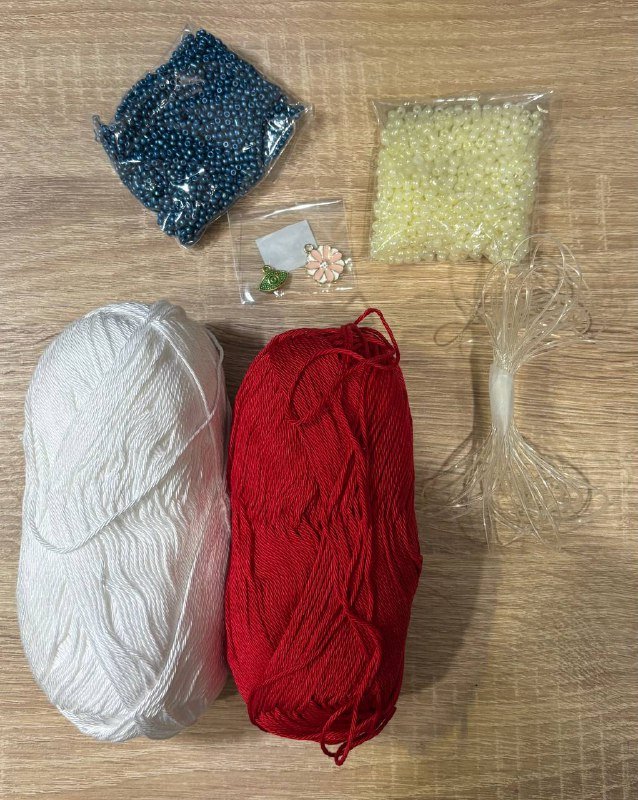 Набор пряжа, бисер, украшения, леска для плетения