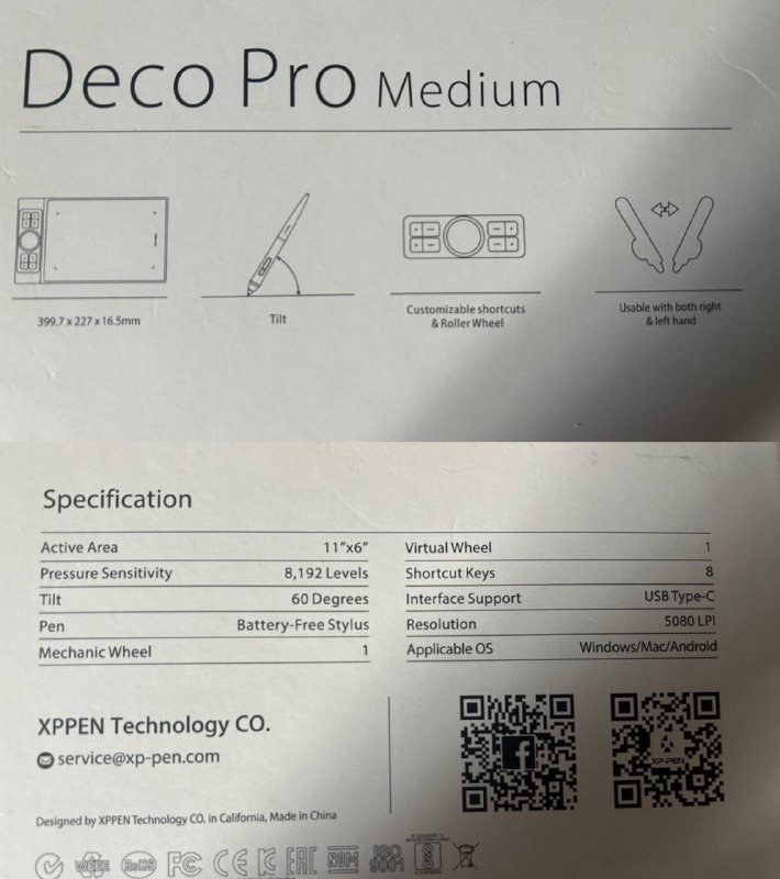 Графический планшет XP-pen deco pro medium 8