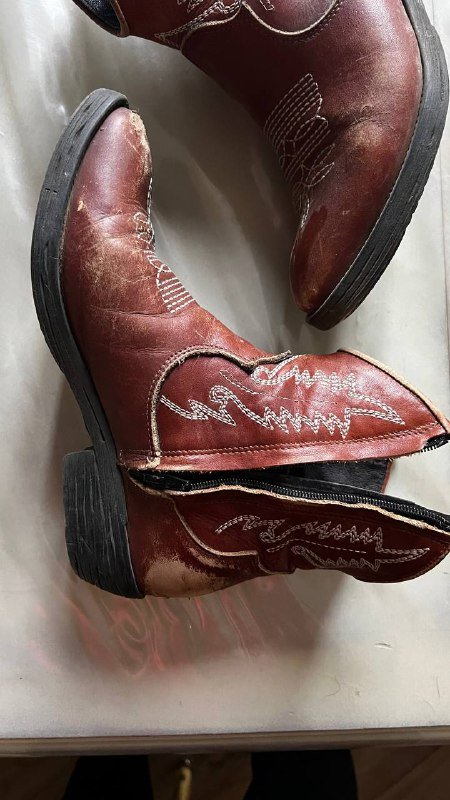 винотажные коричневые ботинки казаки, кожа, размер 38 3