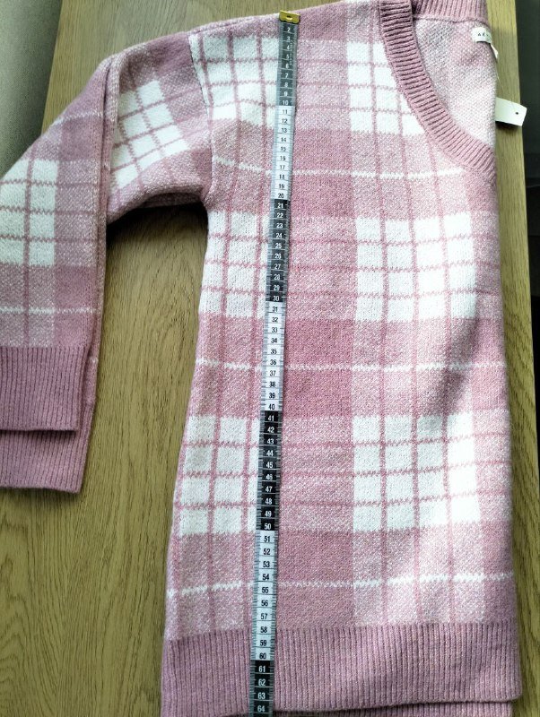 Розовый клетчатый свитер женский новый 6