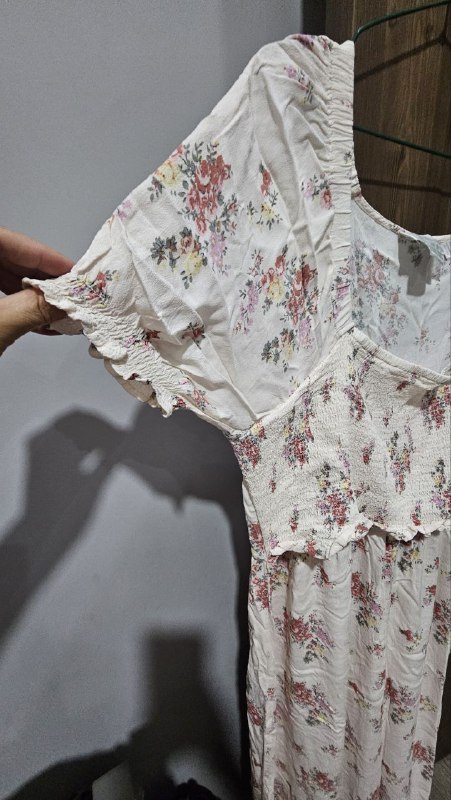 Холщовое платье с оборкой, размер 48 4