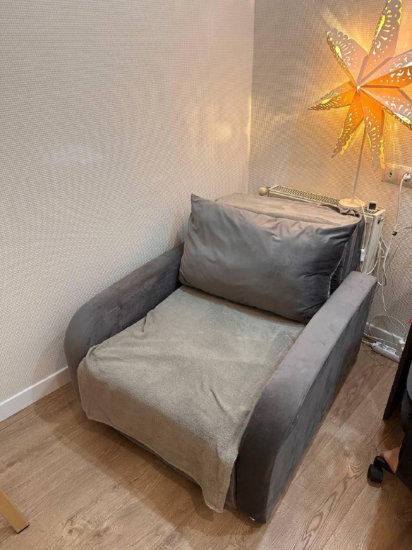 Кресло-кровать раскладное темно-серое бархатное 5