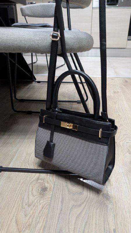 Черная сумка с подвесным кошельком, средняя черно-серая сумка 6