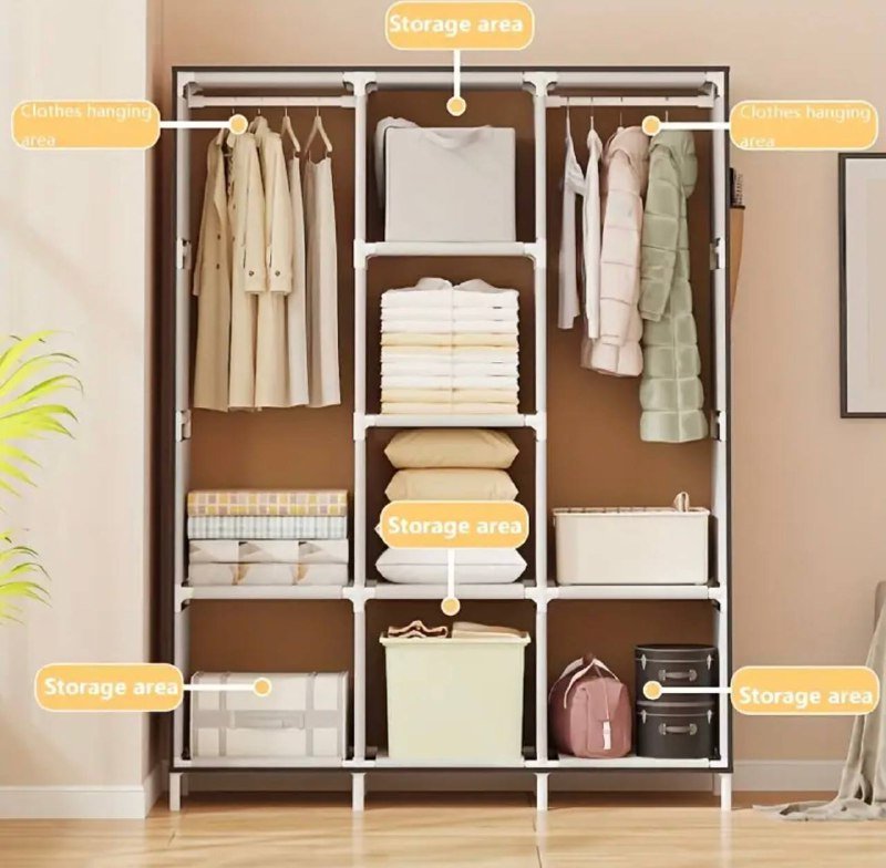 шкаф-гардероб стальной каркас с тканевыми вставками 2