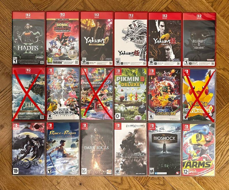 Часть игр для Nintendo Switch в коробках и картриджах
