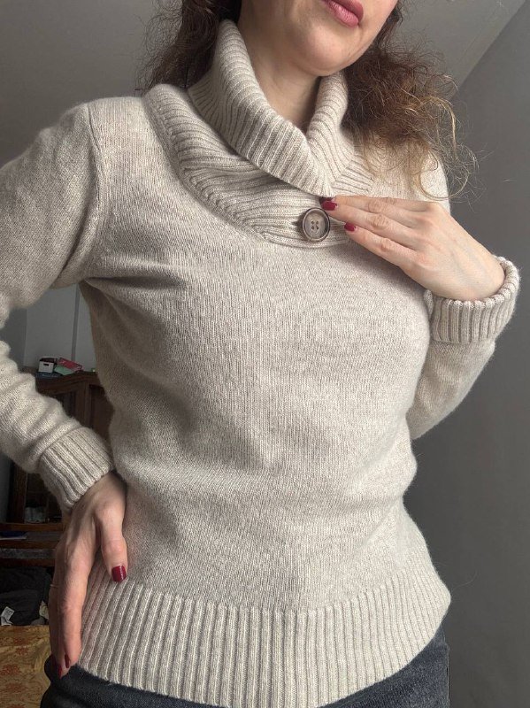 Свитер бежевый Public, Свитер поло Strandfein серо-бежевый