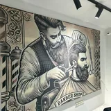 Барберські крісла, полиці, мийка, барберпол, дитяче сидіння, картина 3