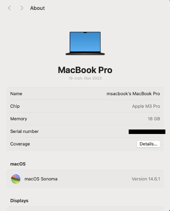 Macbook Pro 16 Inch 2024 M3 Pro 18/512