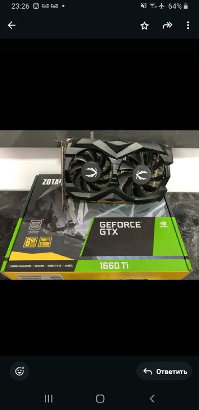 Видеокарта Zotac GTX 1660TI 6gb
