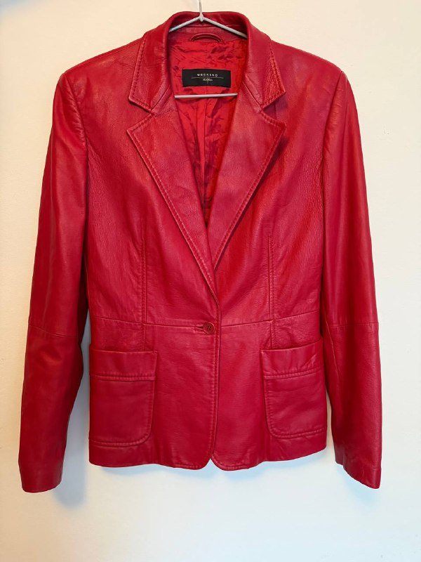 Винтажный кожаный пиджак Weekend Max Mara красный женщины 1