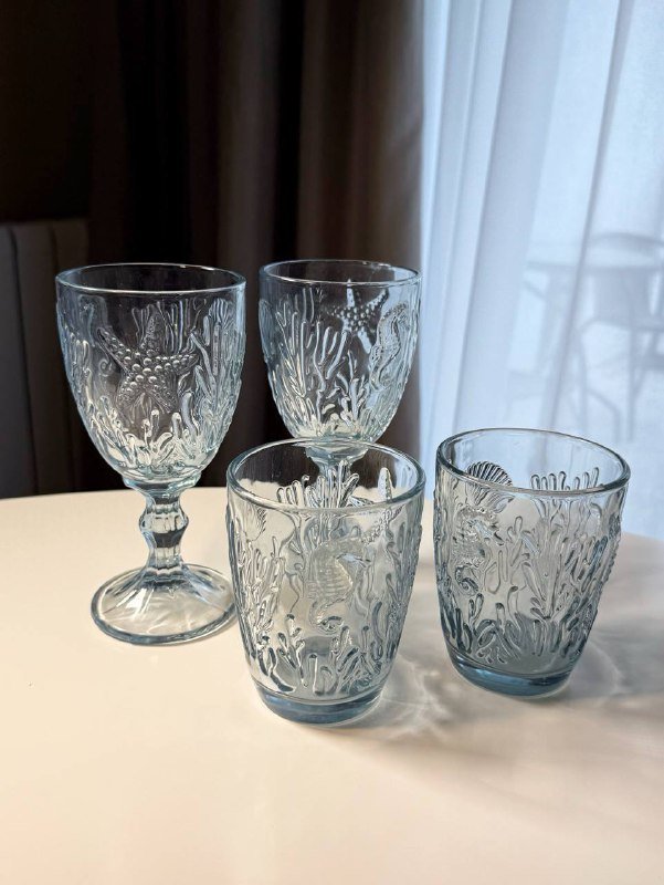 Комплект посуды из стекла: 2 бокала, 2 стакана