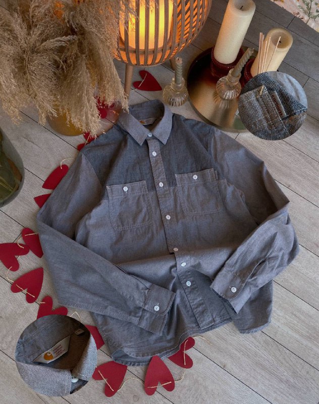 Джинсовая рубашка Carhartt, рабочая рубашка, синее поло 2