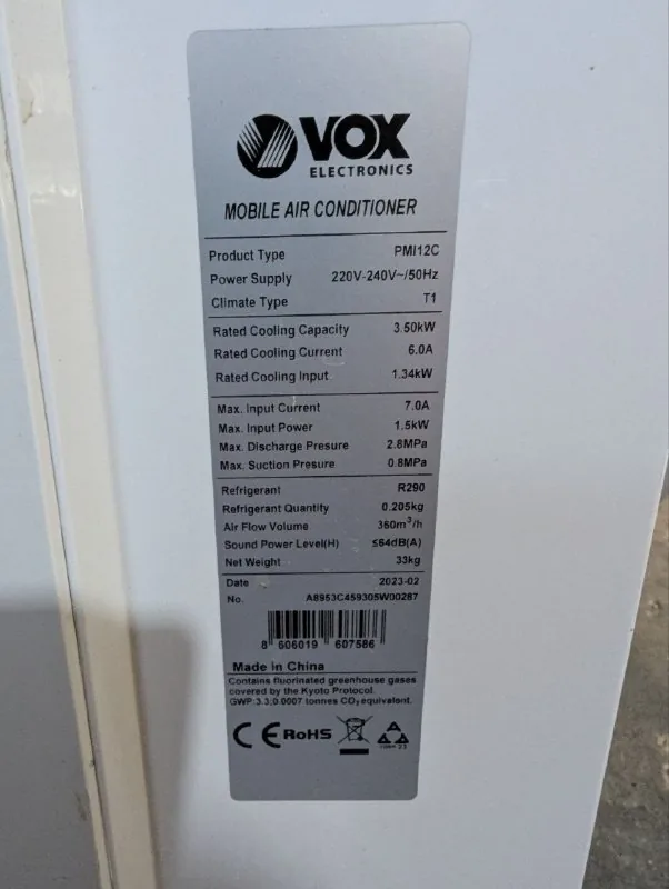 Мобильный кондиционер VOX PMI12C