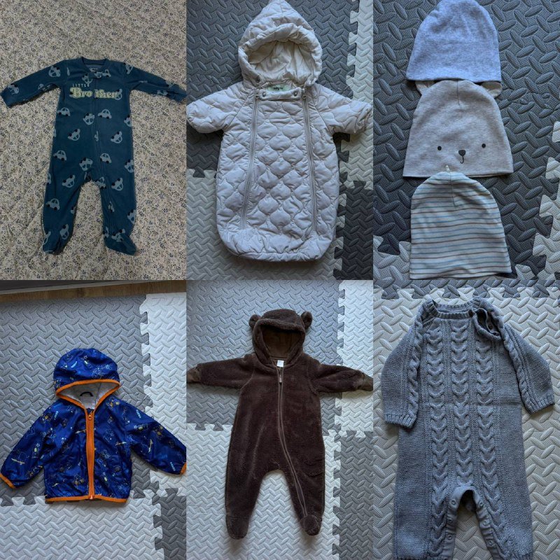 Флисовый комбинезон Carters, Вязаный комбинезон Next, Теплый комбинезон мишка, Легкие шапочки, Ветровка Chicco, Конверт на выписку baby go