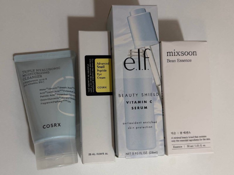 Гель для умывания Cosrx мини формат, сыворотка витамин C, Mixsoon Bean Essence, крем для глаз Cosrx
