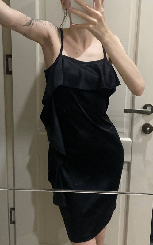 Черное платье S/M, многослойное платье 42/44
