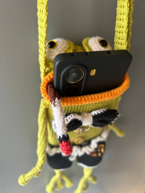 Вязаные чехлы для телефона лягушка обезьянка утка 2