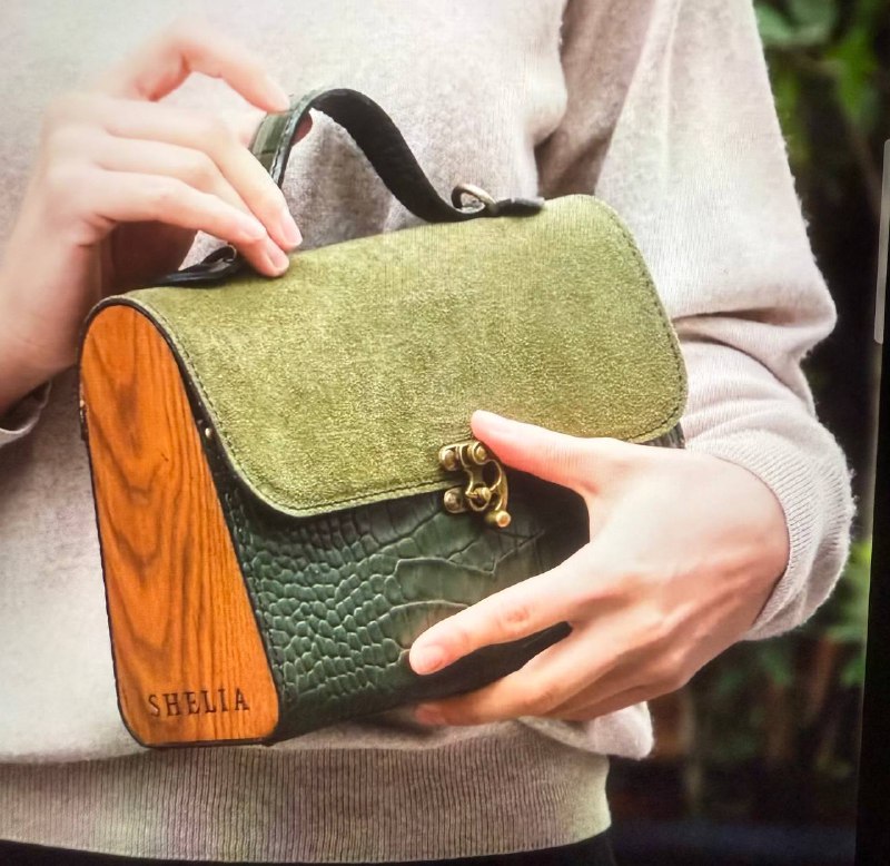 Ручная сумка из натуральной кожи и дерева Shelia Bags 1