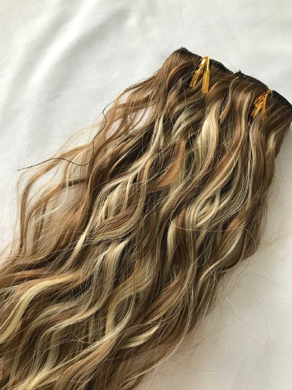 Трессы волосы на заколках русый мелирование 60см