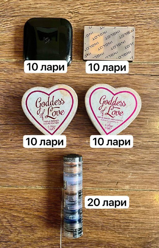 Тубус для кистей Manly Pro, Палетка теней Kiko, Магнитный кейс Inglot, Хайлайтеры Revolution, Пигменты Tammy Tanuka 4