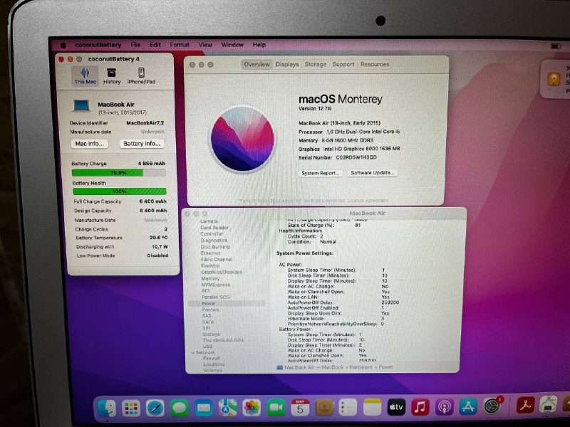 MacBook Air 2015 с новой батареей, 8/128 3