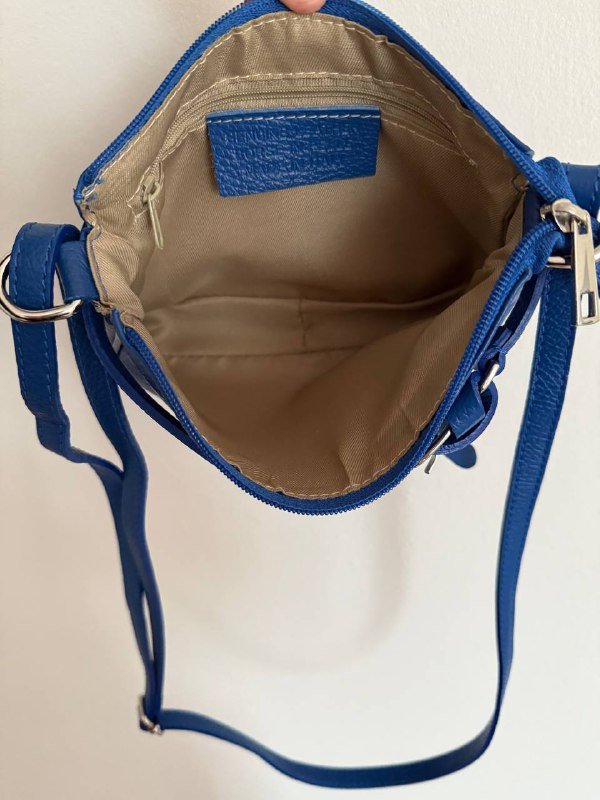 Сумка кожаная новая электрик ярко-синяя 3