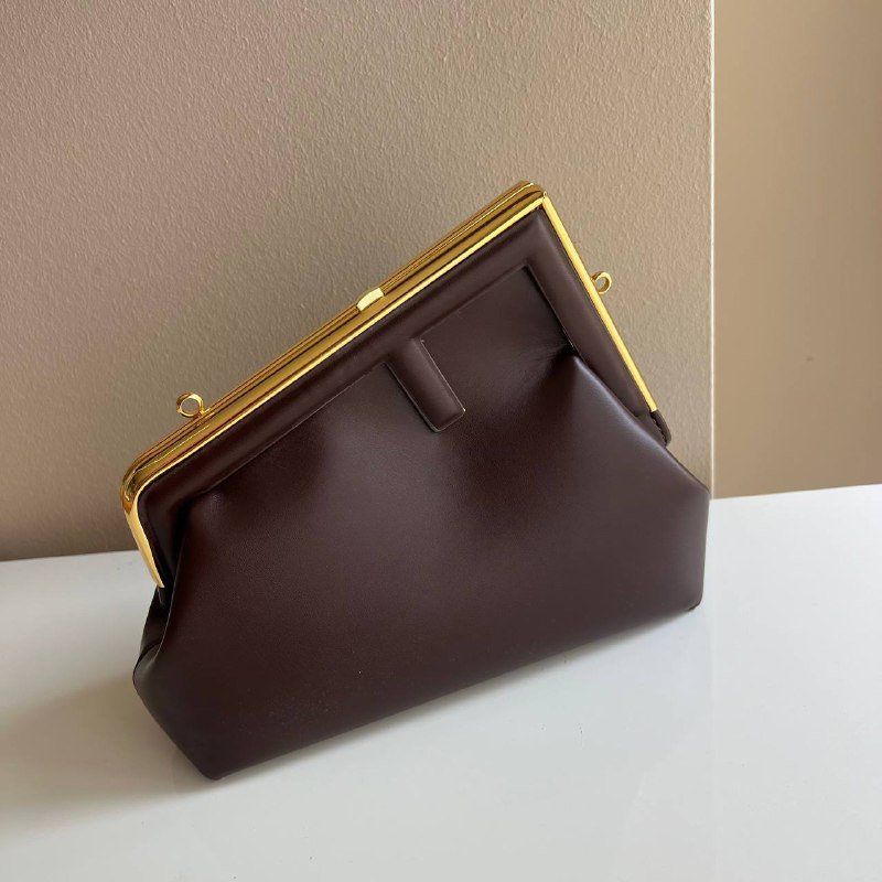 Сумка коричневая с золотой рамкой 2