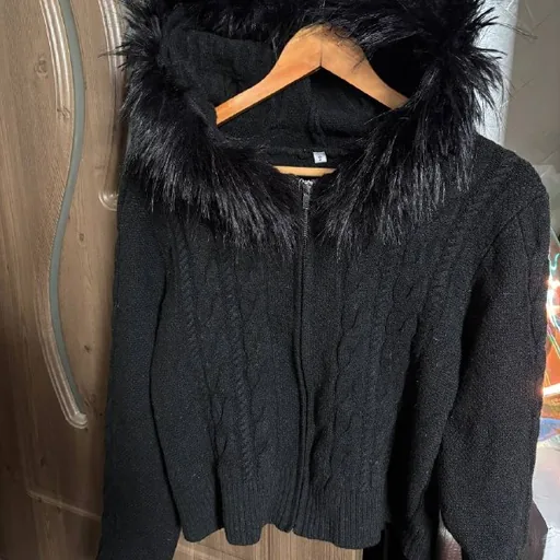 Fur-trimmed sweater, bodysuit, top, long-sleeve shirts, skirt, swimsuit