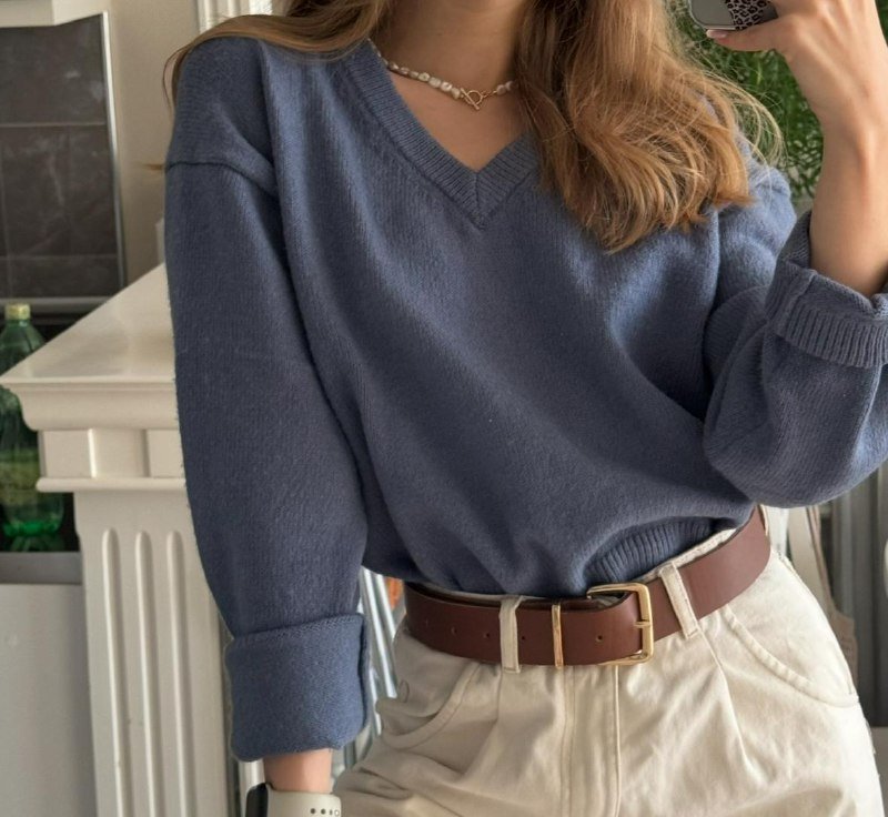 базовый свитер H&M пыльно-синий XS