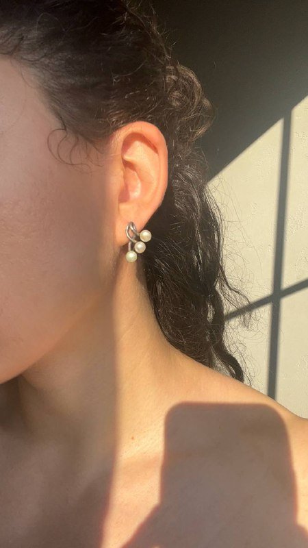 Серебряные серьги с тремя жемчужинками 2