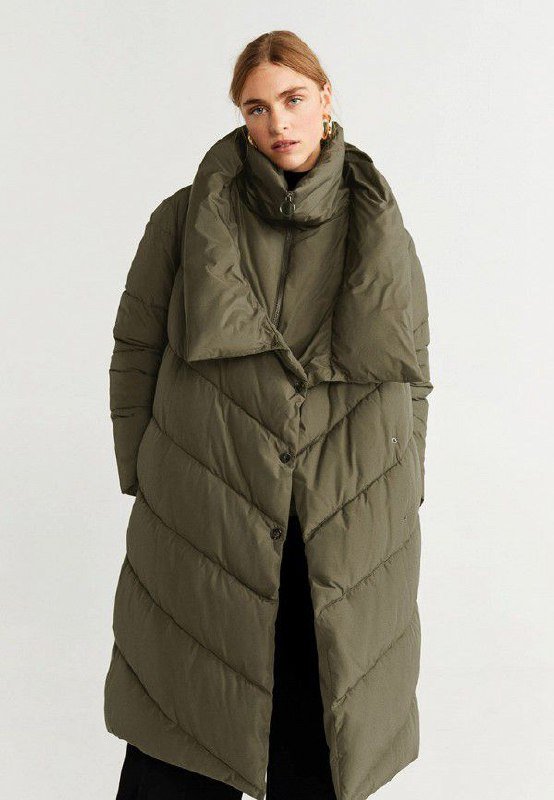 Зимняя удлинённая куртка Mango чёрная 3