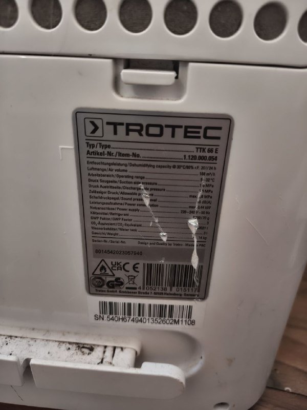 Осушитель воздуха Trotec TTK 66 E 2