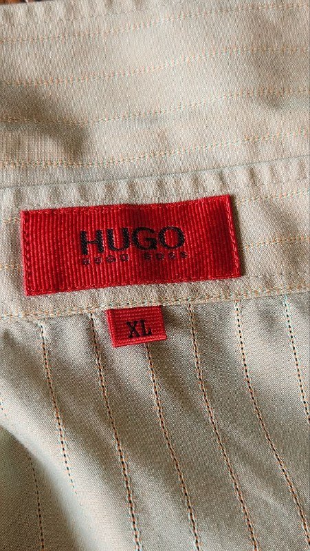 Рубашка HUGO BOSS XL хлопок светло-зелёная винтажная