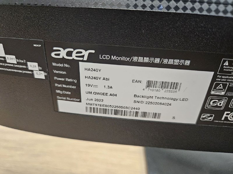 Мониторы ACER HA240Y 24 1080p 75Hz 3