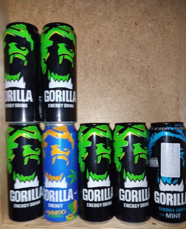 Баночки с напитком Gorilla Energy