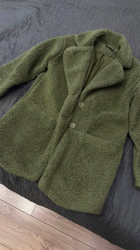 Куртка шубка зеленая размер s-m